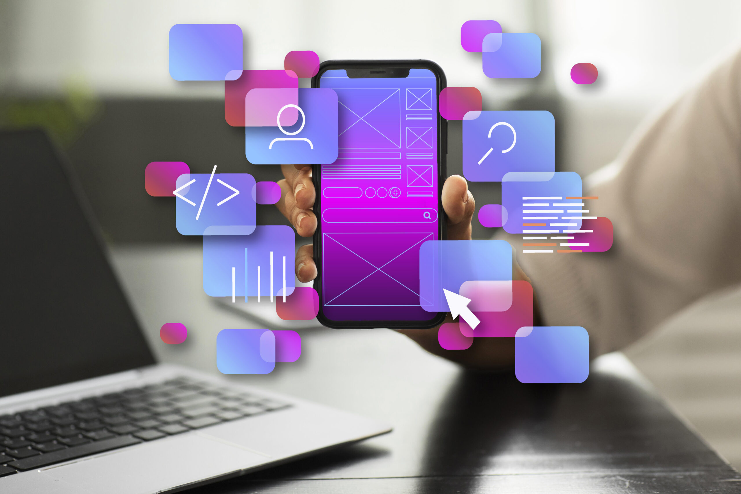 Android app development interface on smartphone screen